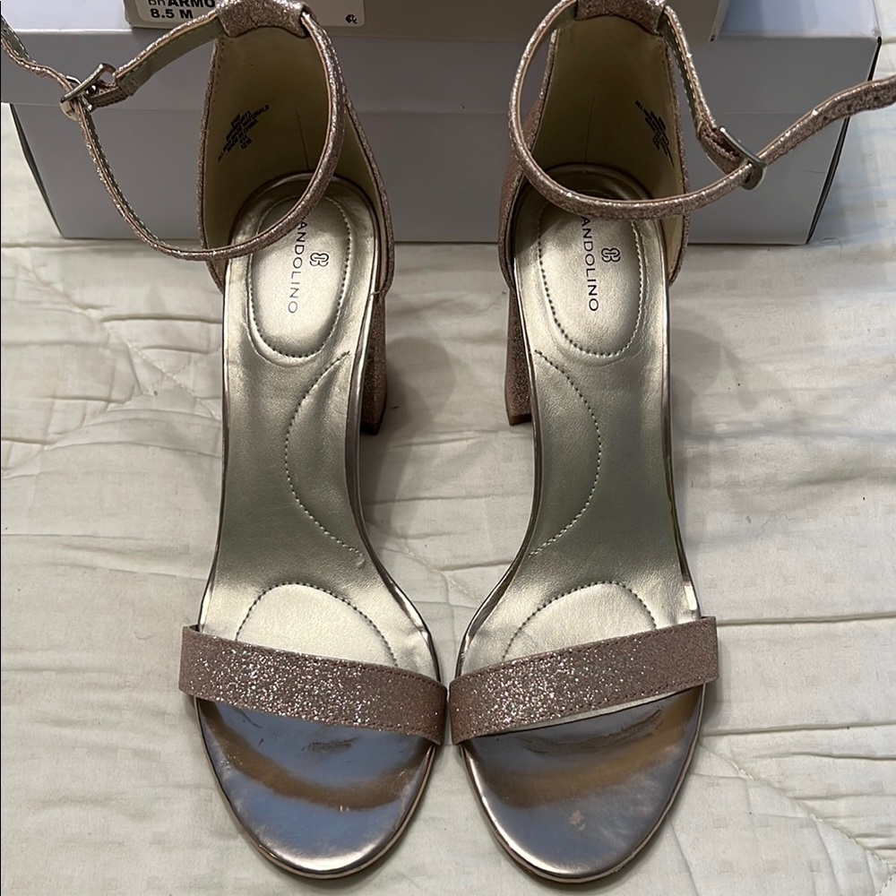 Bandolino Rose Gold Heels with Glitter Straps